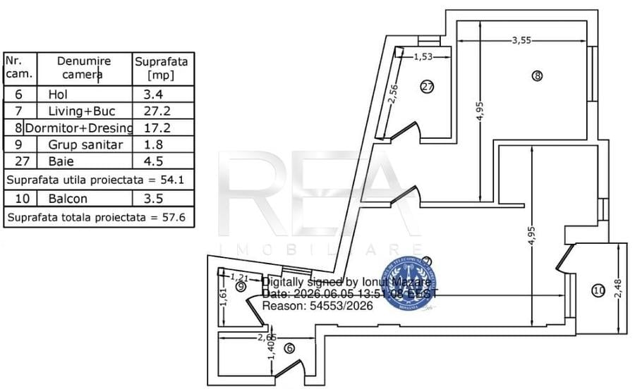 Apartament cu 2 camere semidecomandat în Moșilor
