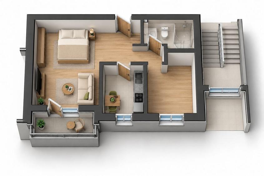 Apartament cu 2 camere semidecomandat în Grădiște