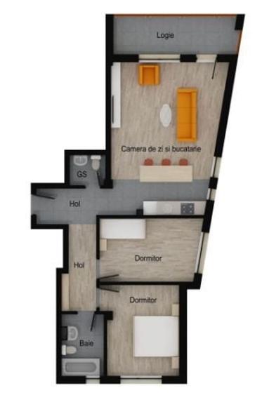 Apartament cu 3 camere semidecomandat în Florești