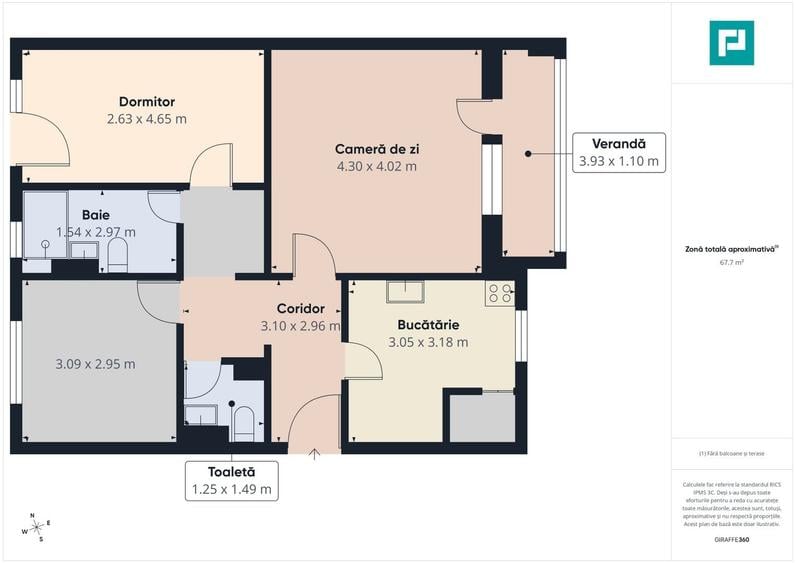 Apartament cu 3 camere în Central