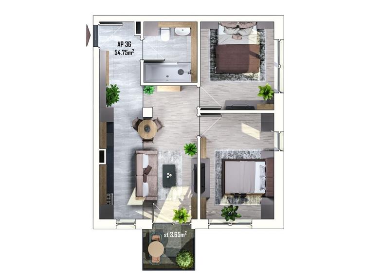 Apartament cu 3 camere în Apahida