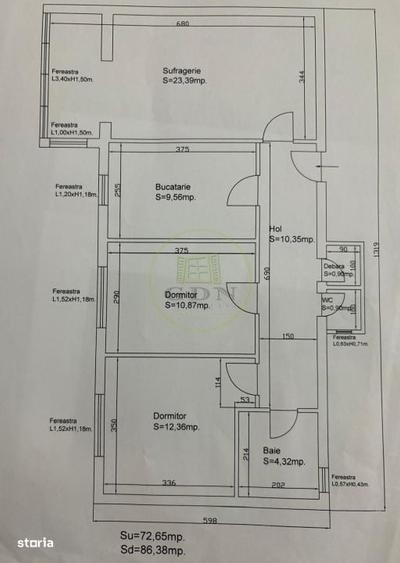 Apartament cu 3 camere decomandat în Calea București