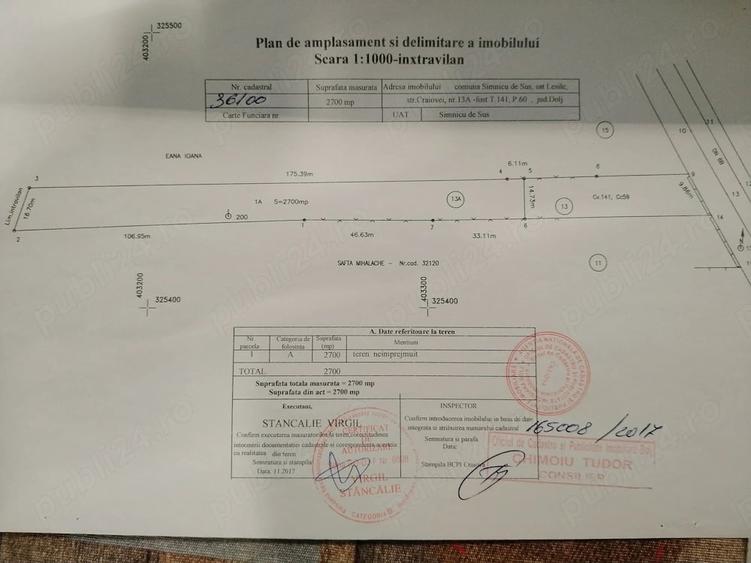 Teren de 2700 mp, în Central
