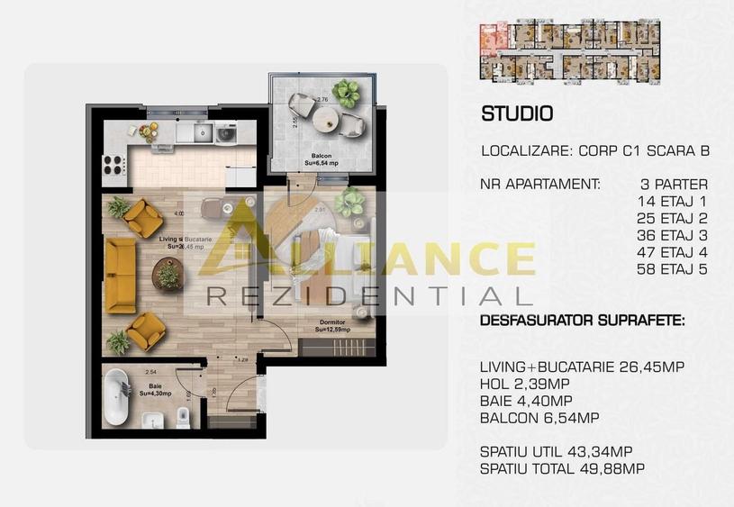 Apartament cu 2 camere decomandat în Est