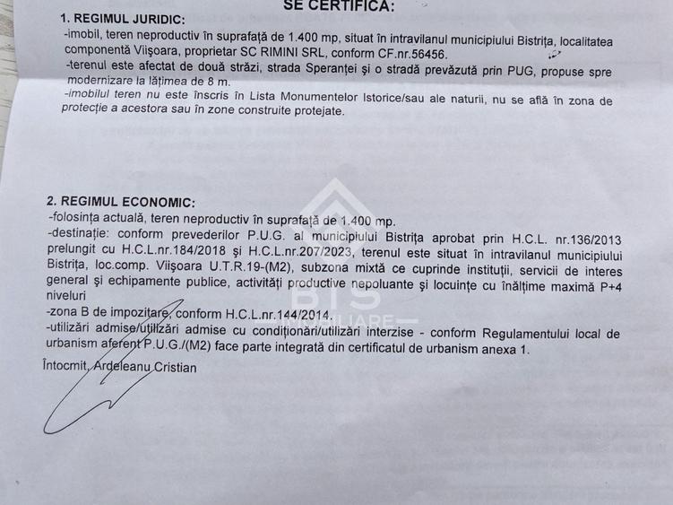 Teren Construcții intravilan de 1400 mp, în Viișoara