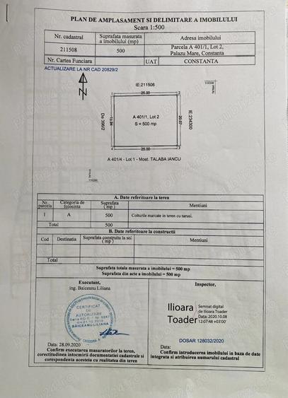 Teren de 500 mp, în Palazu Mare