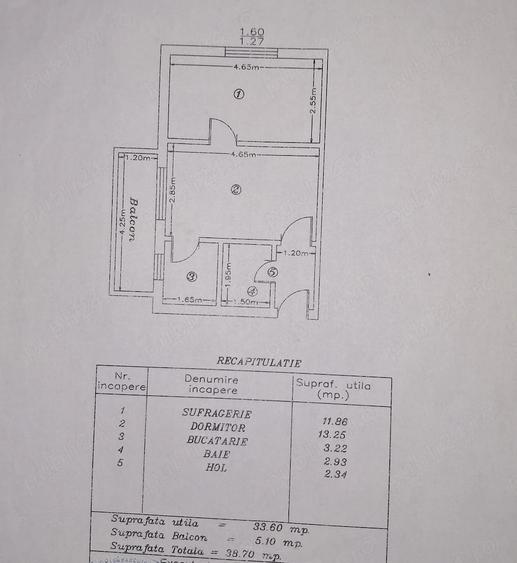 Apartament cu 2 camere semidecomandat în Central