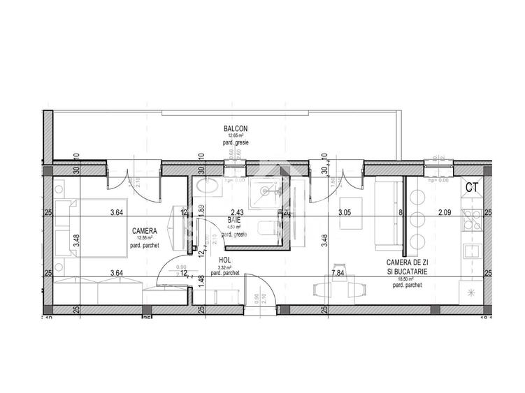 Apartament cu 2 camere în Central