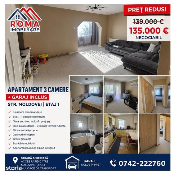 Apartament cu 4 camere decomandat în Central