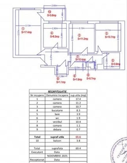 Apartament cu 3 camere decomandat în Ștefan cel Mare