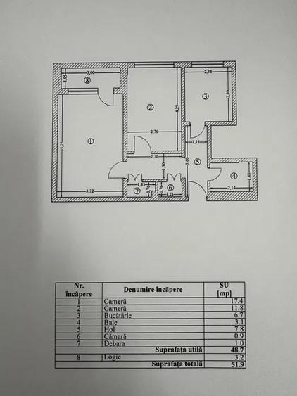 Apartament cu 2 camere decomandat în Titan