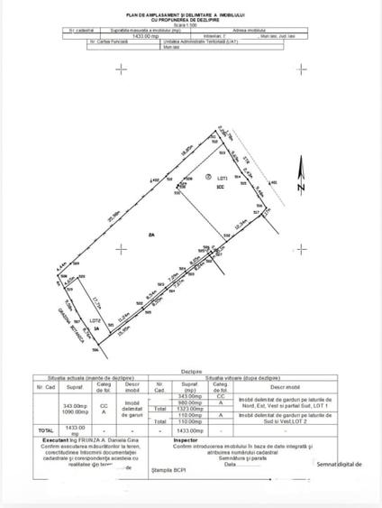 Teren Construcții intravilan de 1433 mp, în Central