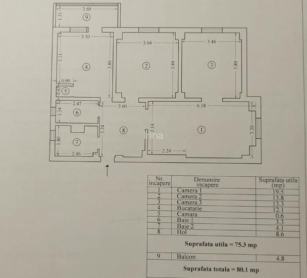Apartament 3 camere-zona Dacia