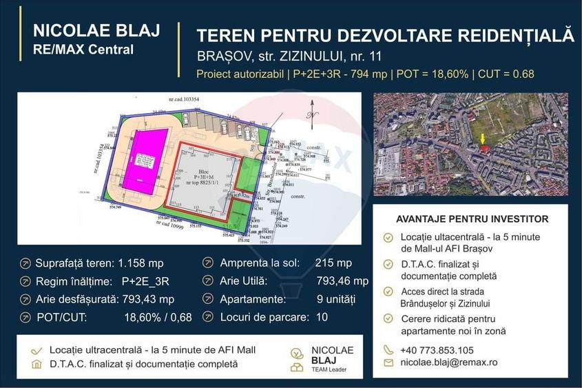 Teren pentru investitie in Brasov | Centrul Civic| A.C. | P+2E+3Er - 1