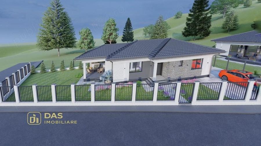 Casa pe un nivel, constructie la rosu situata in Grosi - 8