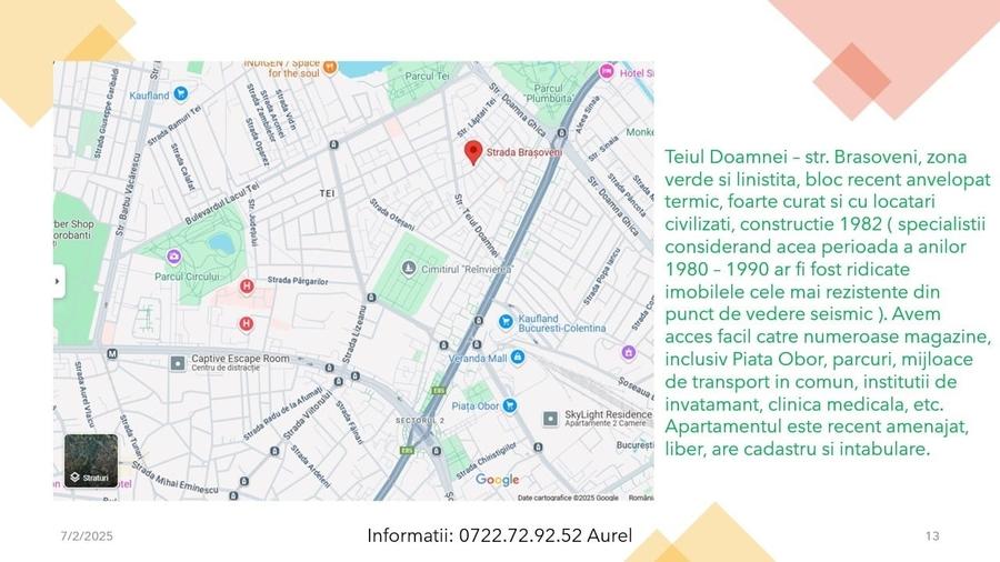 Teiul Doamnei - str. Brasoveni, bloc 1982, 2c decomandate, et.3 - 13