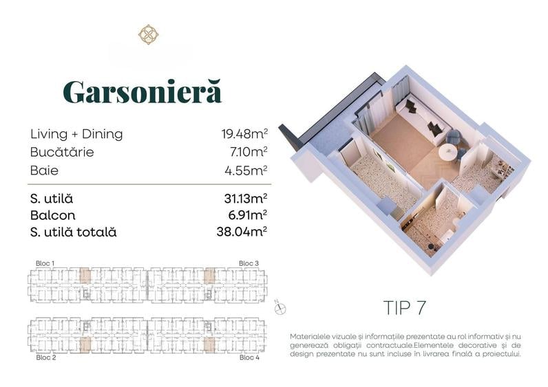 Metrou Berceni 500m – Nou – garsoniera 38mp – 79,739E - 2