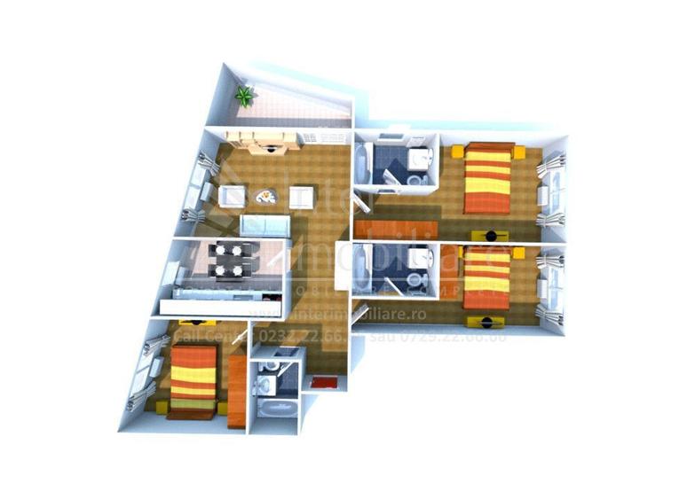 Apartament 4 camere Tomis Nord , 102 mp, 3 BAI, etaj 1 Cod:161599 - 1