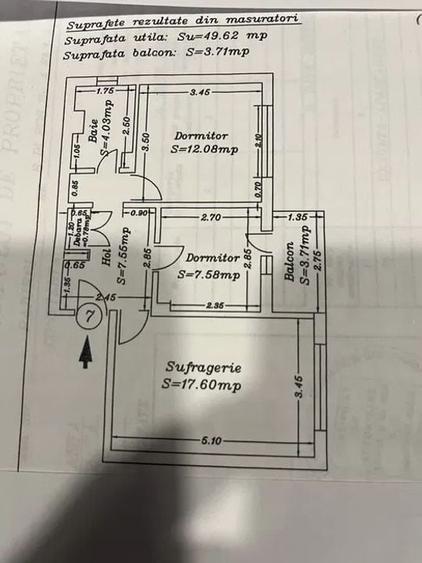 Doua camere decomandate, etajul 1. - 8