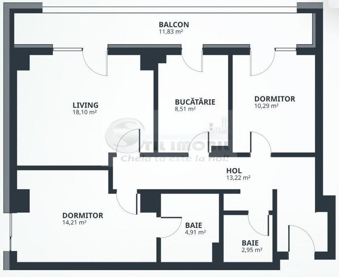 TATARASI BLOC NOU: Ap cu 3 camere + 2 Bai decomandat 156.160€ + 21%TVA - 9