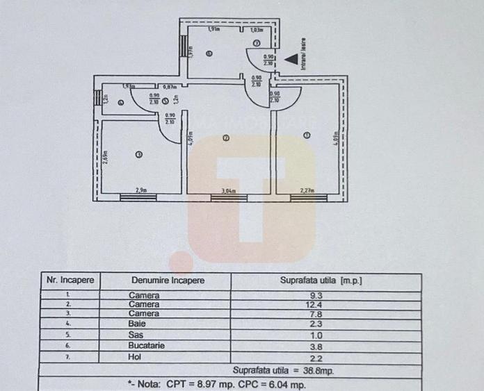 Apartament 3 camere de vânzare, etaj 2 din 4, Aleea Tiparului - 25