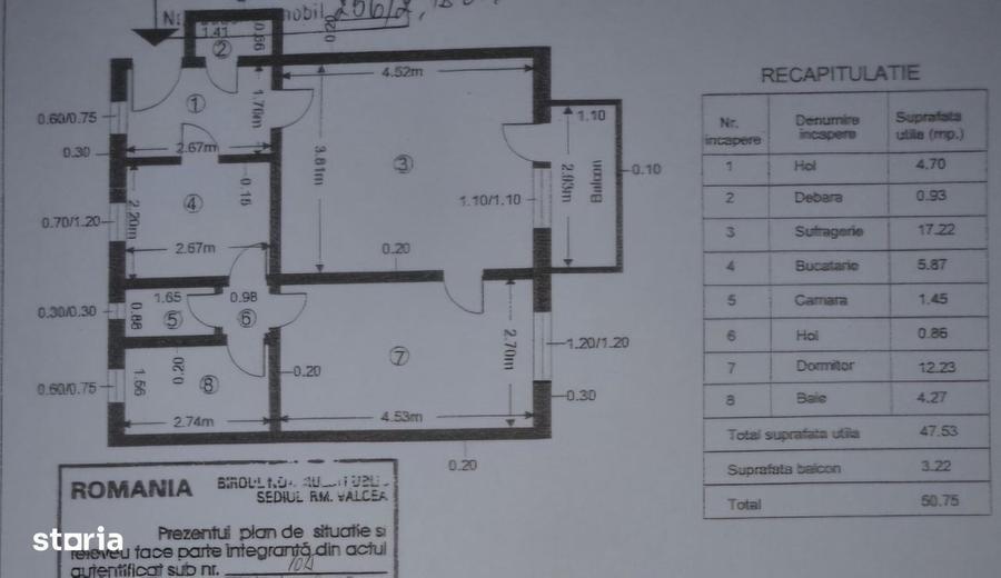 Apartament 2 camere etaj 4 din 4 cu centrala in zona Traian Rm Valcea - 1