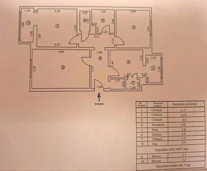 Apartament 3 camere decomandat intretinut Tiglina 2 Bd.George Cosbuc - 4