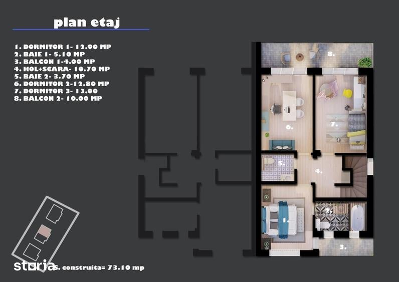 Casă cu 5 camere cu Teren 300 Mp în Cornetu