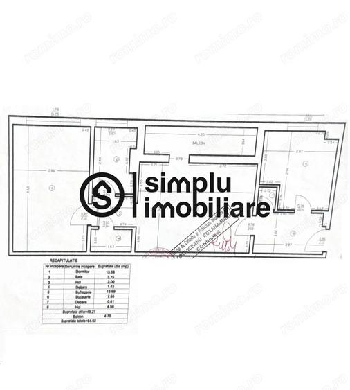 Apartament 2 camere semidecomandate transformat in 3 et 3/4 Brazda - 1