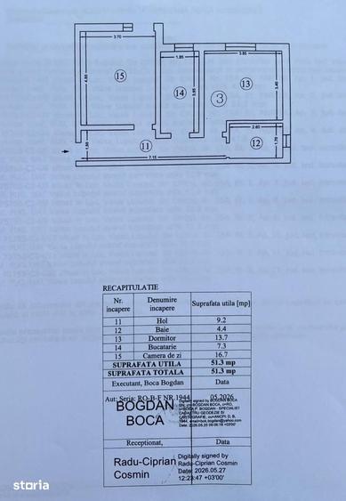 De vanzare | 2 camere decomandate | 51 mp | Balcon 8 mp | 92.000 - 1