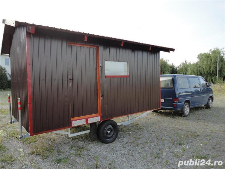 Casa pe roti, cabana pe roti, casuta tractabila, ghereta de poarta. - 7