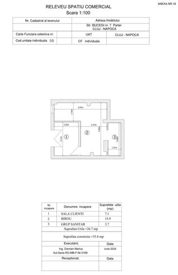 Spațiu Comercial de inchiriat Jud. Cluj str. BUCEGI Nr. 7 Pret Negociabil - 2