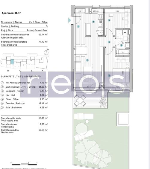 Apartament cu 3 camere în Dămăroaia