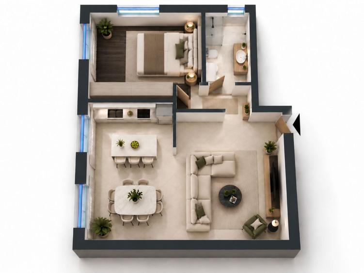Apartament cu 2 camere semidecomandat în Braytim