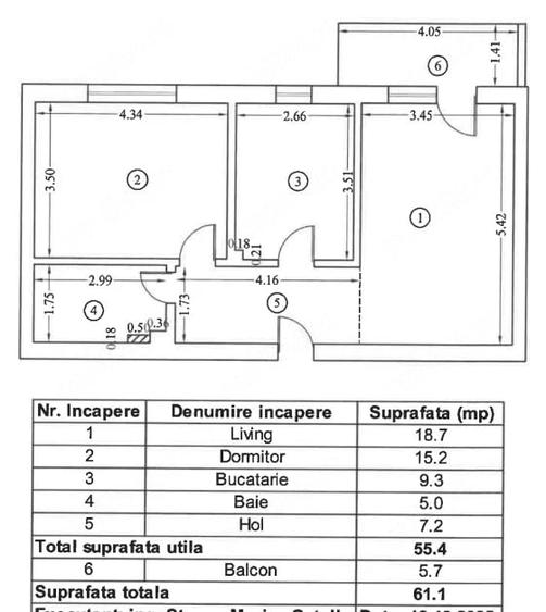 Apartament cu 2 camere decomandat în Tunari