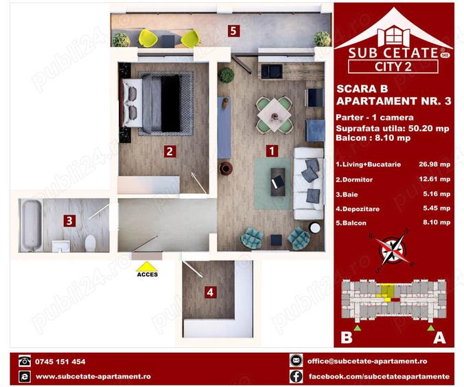 studio cu suprafata generosa 51mp+ terasa 8mp in cartier SUBCETATE CITY - 7
