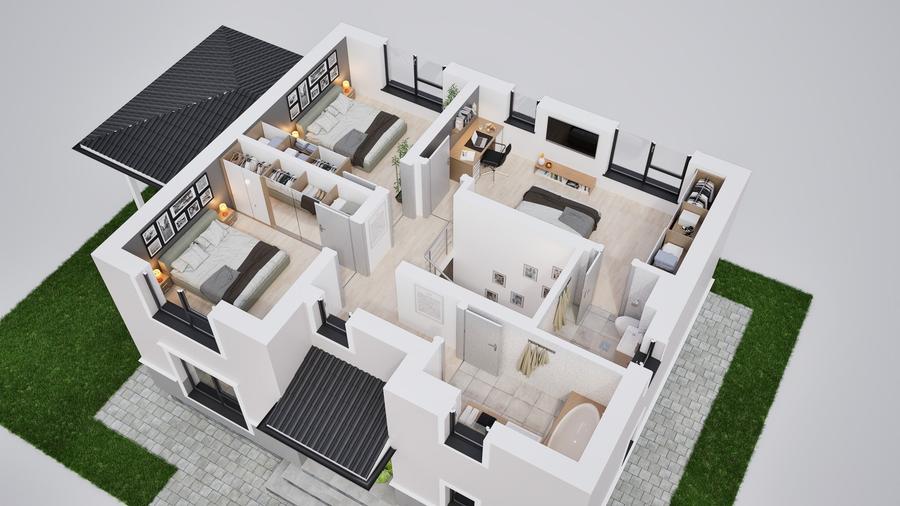 Casă individuală, teren generos și compartimentare eficientă - 0% comision - 13