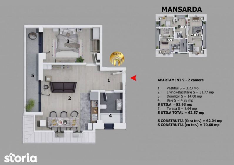 Apartament cu 2 camere în Central