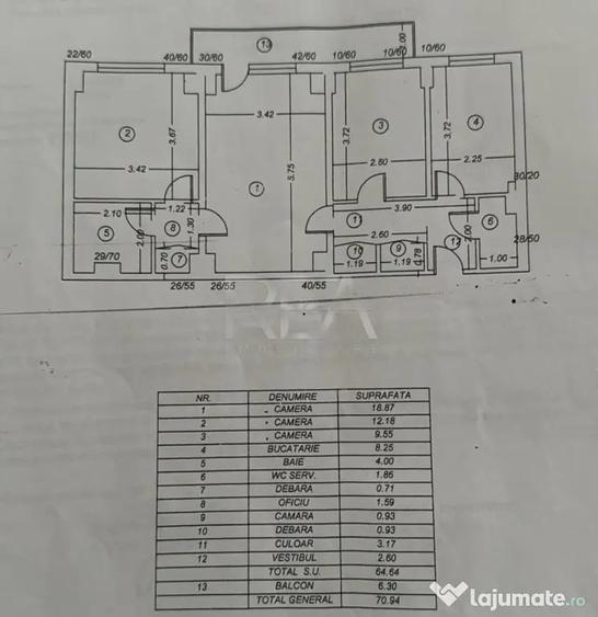 Apartament cu 3 camere semidecomandat în 13 Septembrie