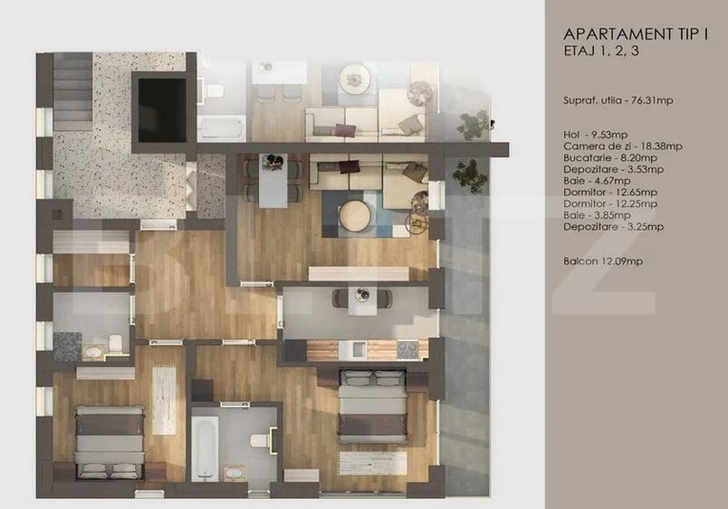 Apartament 3 camere, finisaje premium , Tractorul - 4