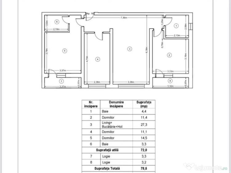 Apartament nou, 4 camere, 78,5 mp, Zona Ipotesti - 1