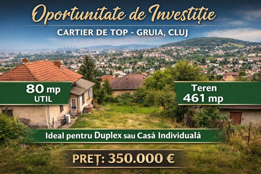 Casă demolabilă, teren 461 mp, Intersecția 7 străzi, zona Gruia - 1