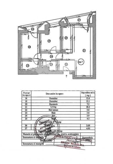 Apartament cu 3 camere decomandat, mobilat în Barbu Văcărescu