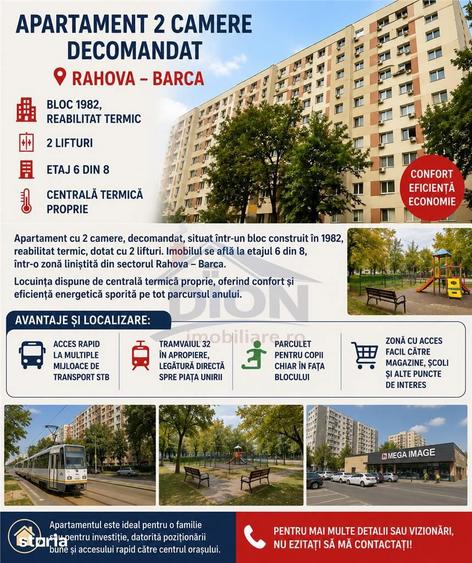 Apartament cu 2 camere decomandat, mobilat în Rahova