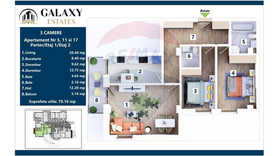 COMISION 0% Apartament 3 camere/ Tractorul / Galaxy Estates - 11
