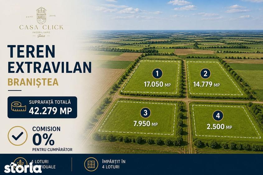 Teren extravilan 42.279 mp (4 loturi) Brani?tea | Comision 0% - 1
