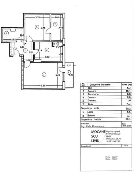 Se vinde apartament cu 2 camera,hol patrat,2 balcoane - 4