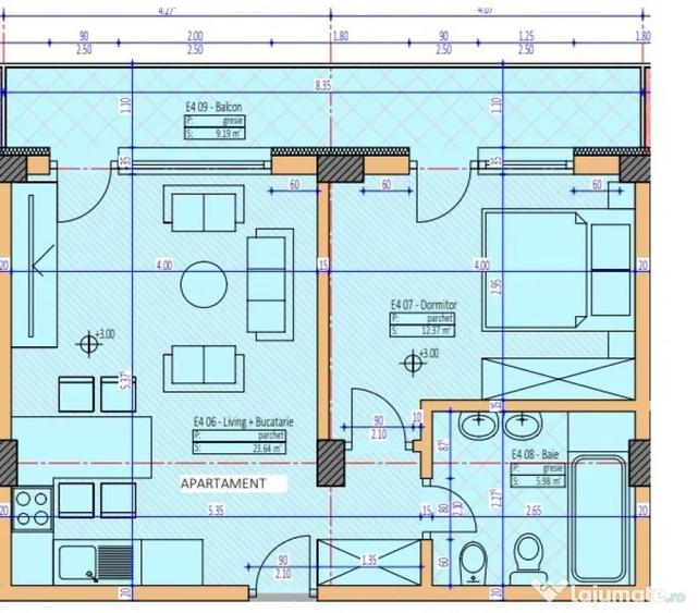 Apartament cu 2 camere decomandat în Central