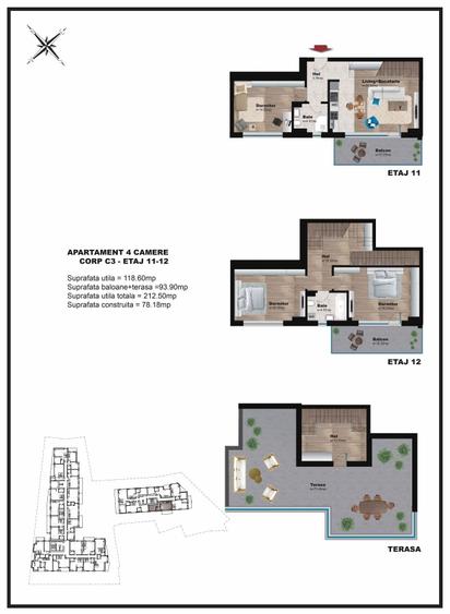 Apartament 4 camere-Penthouse-Scara interioara-Terasa 70mp-Finalizat-Parc Carol - 2
