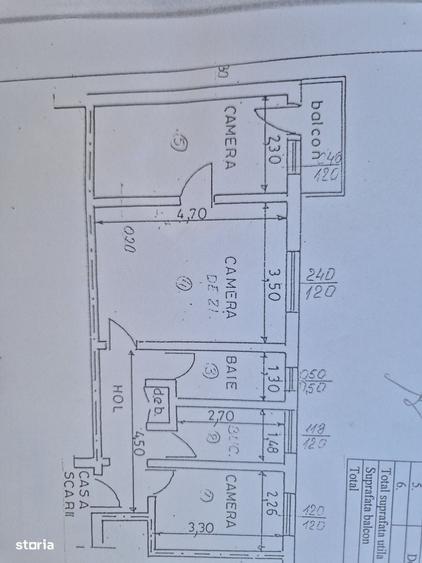Apartament cu 3 camere nedecomandat în Malu Roșu